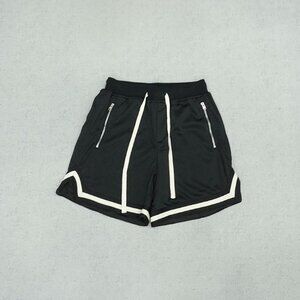 Fear of God Black Mesh Side Zipper Shorts With White Stripes